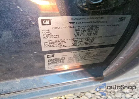 2021 Chevrolet Silverado C1500 z USA, uszkodzony, nr VIN 1GCPWAEF2MZ233895